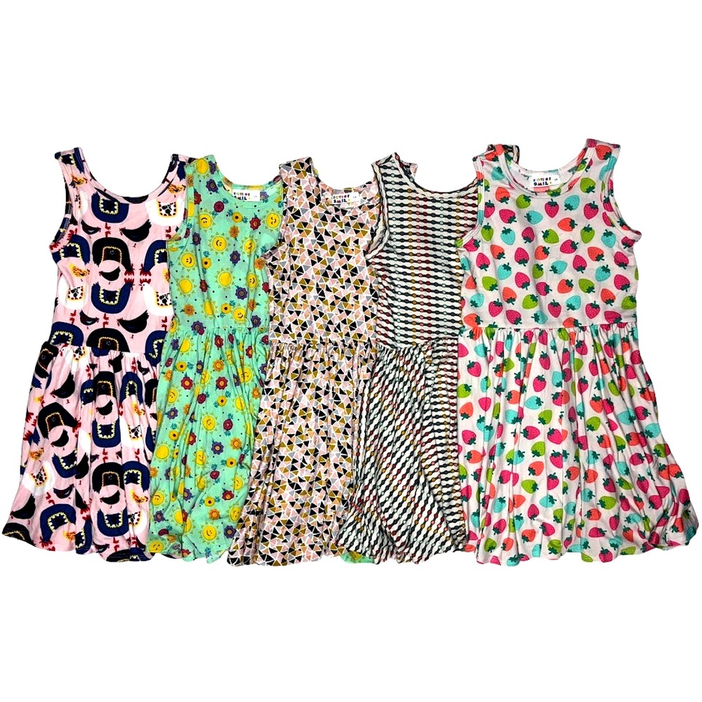 Dot Smile‎ Girls 5 6 Tank Twirl Dress Lot 5pc Sleeveless Rooster Flower NWT